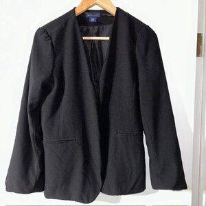 Adrienne Vittadini Black Open Front Evening Jacket Blazer Long Sleeve Womens M